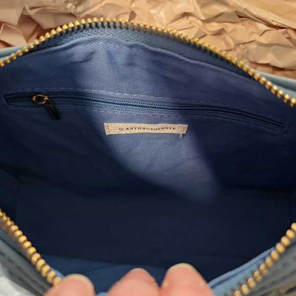 Anthropologie Woven Neoprene Shoulder Bag BLUE  7"H, 11"W, 4.5"D - Picture 6 of 15